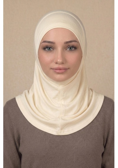 Sonbaharmoda Hazır Türban Pratik Kaymaz Tesettür Eşarp Viskon Likralı Rahat Günlük Ve Namaz İçin Hijab Ekru