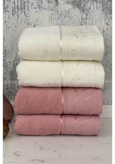 Ditsy El-yüz Havlusu 4 Adet-pembe-krem Pembe - Krem