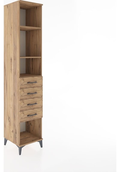 Hyperion Dolap 3 Raflı 4 Çekmeceli 44x44x221 Çam-çam Çam