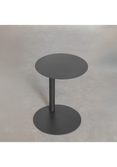 Paledin Design Magna Yan Sehpa Modern Yuvarlak Çelik Koltuk Yanı Sehpası Granit Grisi 40x40x50 Cm Antrasit