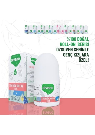 %100 Doğal Roll-on Teen Girl Genç Kız Deodorant Ter Kokusu Önleyici Bitkisel Lekesiz Vegan 50 Ml