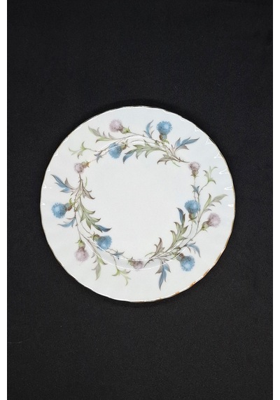 Brigadoon Bone China İngiliz Porselen Pasta Tabağı Mavi Çiçekli 17 Cm