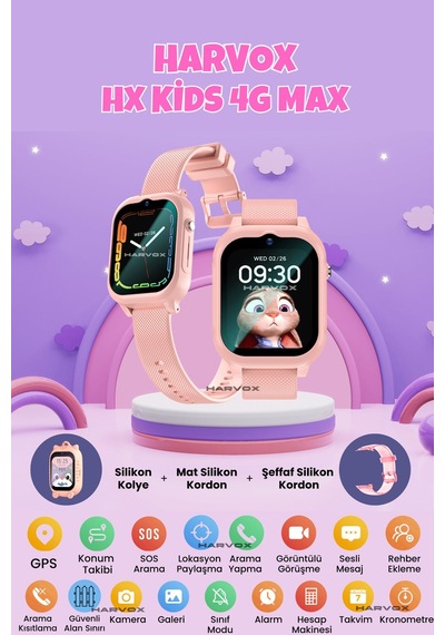 Arvonx HX Kids 4G Max Sim Kartlı Akıllı Çocuk Saati (İthalatçı Garantili)
