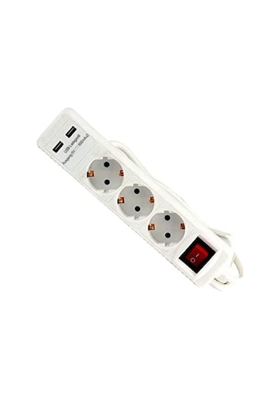 T 24023 Usb Girişli Üçlü Grup Priz Ve Uzatma Kablosu