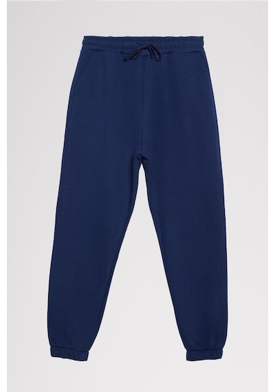 Tudors Unisex Relax Fit Rahat Kesim Şardonlu 3 Cepli Lastikli Jogger Paça Lacivert Eşofman Altı-32645 Lacivert