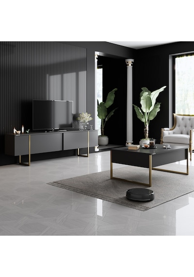 Luxe Gold Demir Ayaklı Antrasit Orta Sehpa Antrasit - Gold Luxe Gold Demir Ayaklı Antrasit Orta Sehpa Antrasit - Gold