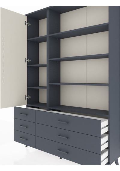 Arges Dolap 8 Raflı 6 Çekmeceli Tek Kapaklı 132x30x195 Antrasit-aytaşı/antrasit Aytası/antrasıt Arges Dolap 8 Raflı 6 Çekmeceli Tek Kapaklı 132x30x195 Antrasit-aytaşı/antrasit Aytası/antrasıt