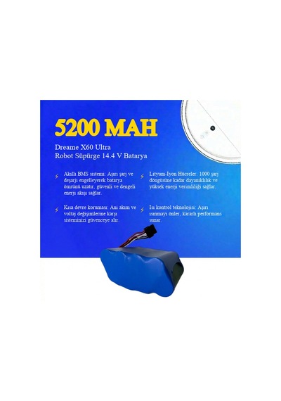 Dreame X60 Ultra Robot Süpürge 5200 Mah Batarya
