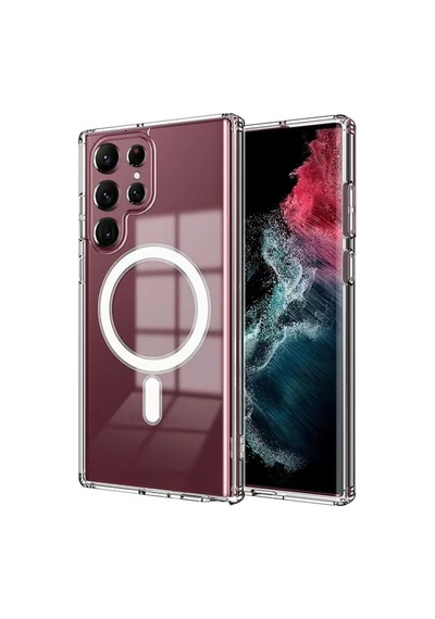 Samsung Galaxy Uyumlu S23 Ultra Kılıf Tacsafe Wireless Kapak Şefaf Şefaf-colr65779