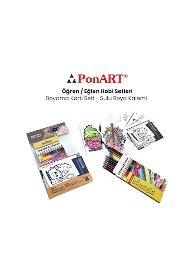 Ponart Boyama Kartı Seti - Sulu Boya Kalemi Phs-17