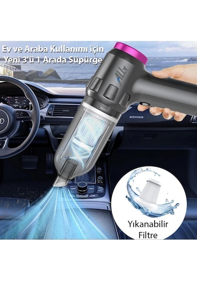 Ally 14000pa Güçlü Portatif 2 Kademeli Tasinabilir Vakumlu Kablosuz Üflemeli Mini Araç Süpürgesi