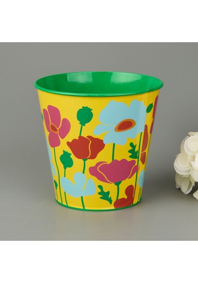 Kpmm Çiçek Baskılı Saksı - Asorti - 15 Cm Renkli