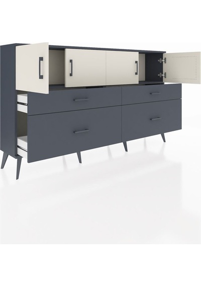Arges Konsol 2 Raflı 4 Çekmeceli 4 Kapaklı 176x30x99 Antrasit-ayt Antrasit-aytaşı/antrasit Arges Konsol 2 Raflı 4 Çekmeceli 4 Kapaklı 176x30x99 Antrasit-ayt Antrasit-aytaşı/antrasit