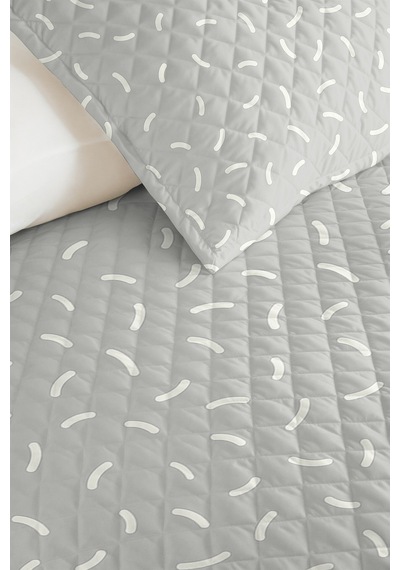 Gri Minimal Geometrik Genç Odası Tek Kişilik Pike Takımı-modern 160x220 Cm Kapitone Yatak Örtüsü Mumlu Seramik Aurası