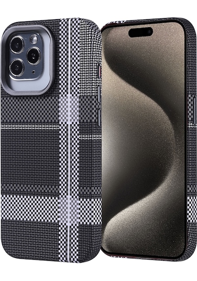 Apple Uyumlu iPhone 15 Pro Kılıf Kablosuz Şarj Özellikli Karbon Fiber Görünümlü Nekst Kapak