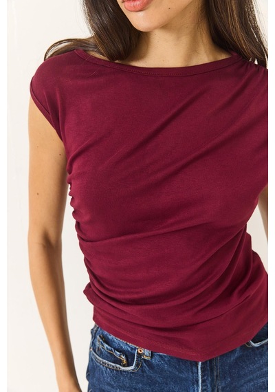 Shade Kadın Drape Detaylı Soft Touch Esnek Viskon Bluz 4019 60284038 - Bordo