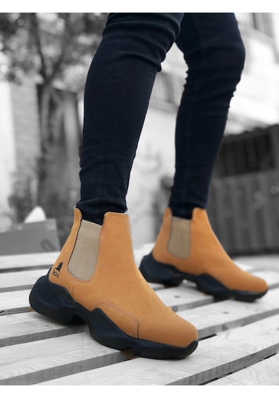 Boa Ba0444 Bağcıksız Rahat Yüksek Taban Camel Erkek Spor Yarım Bilek Bot Çok Renkli