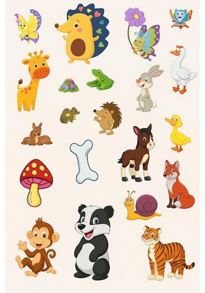 60 Çıkartmalı Sticker Kitabı Eğitici Etkinlik Kitabı Hayvanlar - Taşıtlar - 2'li