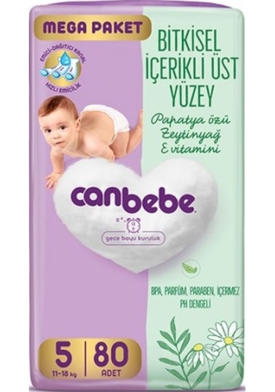 Canbebe Bebek Bezi Mega Paket Junior 5 Beden 11-18kg 80 Adet