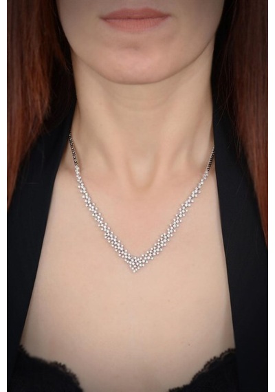 Kadın Gümüş Set - Arın Zirconia Taşlı Su Yolu Set • Işıklı Kutuda • Düğün • Nişan • Gelin Seti