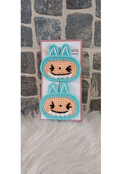 Örgümania Labubu Çıtçıtlı Toka- 7 Cm Mavi