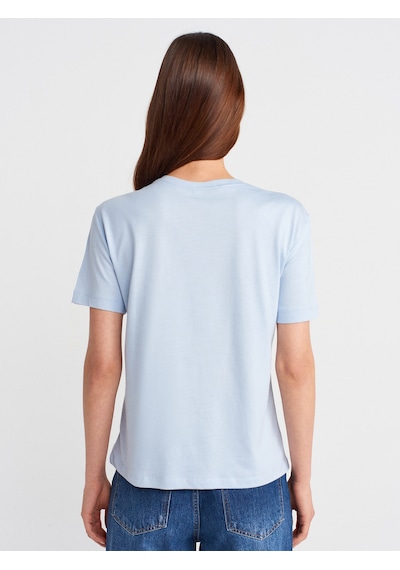 Dilvin 31791 Bisiklet Yaka Modal T-shirt-açık Mavi Açık Mavi