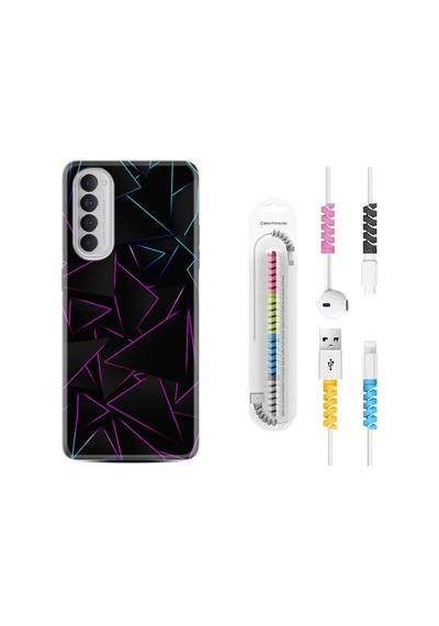Oppo Reno 4 Pro Kılıf Kablo Koruyuculu Üçgenler 1852