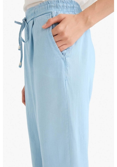 Defacto Pull On Carrot Fit Yüksek Bel Bilek Boy Akışkan Kumaş Yıkamalı Pantolon D8236AX25SM İndigo