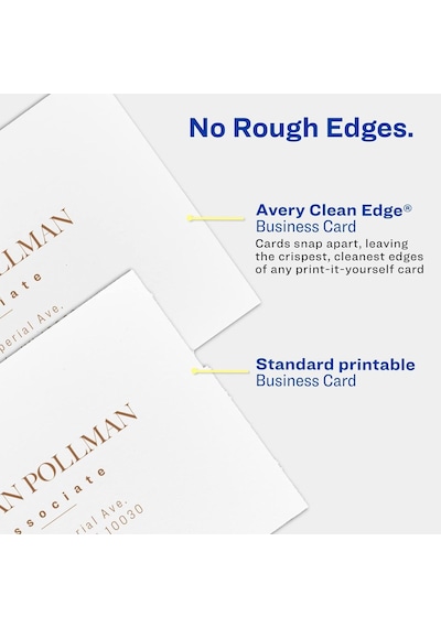 Avery Clean Edge Yazdırılabilir Kartvizitler, Emin Besleme Teknolojisi, 2" X 3.5", Beyaz, Lazer Yazıcılar İçin 200