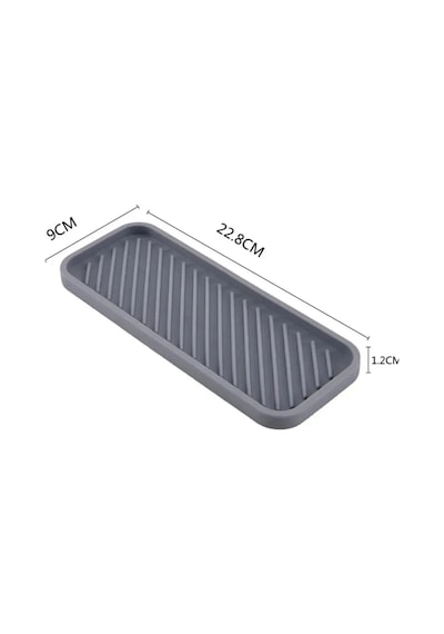Gri Renk Silikon Yağdanlık Yağlık Sirkelik Altlığı Organizer Sunumluk Sabunluk Altlığı 23x10 Cm Diğer