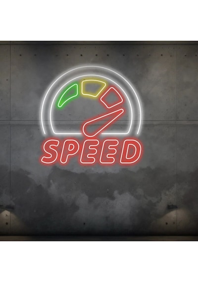Speed Yazılı Ve Şekilli Neon Tabela Kırmızı