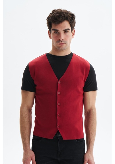 AR-MA Arma Erkek Slim Fit Basic %100 Pamuk Triko Yelek K9kro0853 Bordo