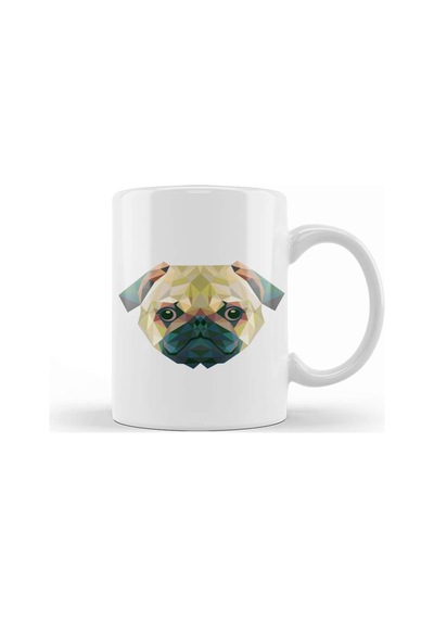 Geometric Animal Pug Dog Kupa Bardak Porselen Karışık