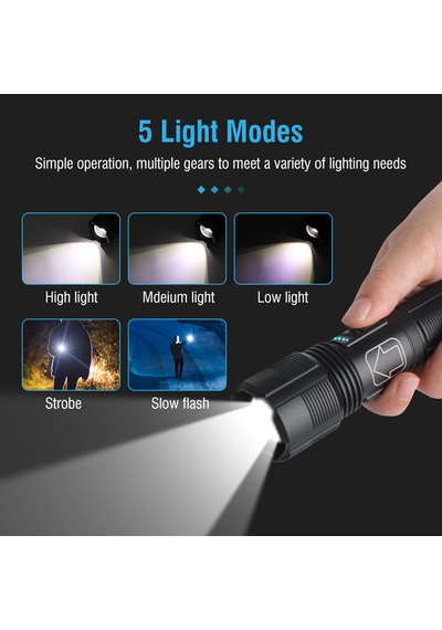 Peakstar Ps-1600 3000 Lümen Süper Parlak Led Zoomlu 5 Mod Su Geçi Siyah
