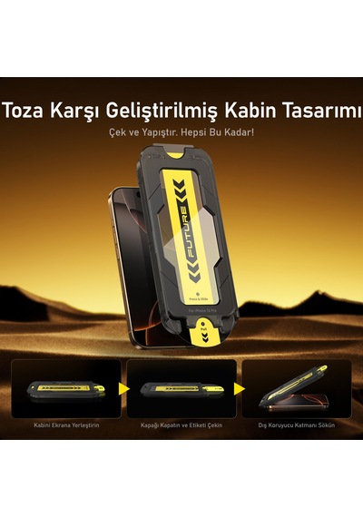 Aohi The Future Apple Uyumlu iPhone 16 Pro Max Kılıfı Siyah, Tam Kaplayan Kırılmaz Temperli Camlı Koruma-ssc14113