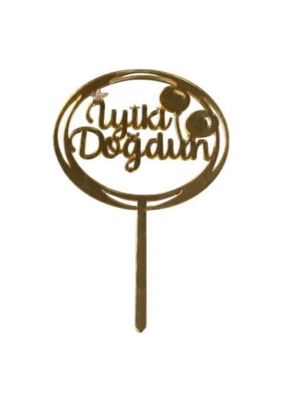 Balonlu İyiki Doğdun Yazılı Aynalı Pleksi Altın
