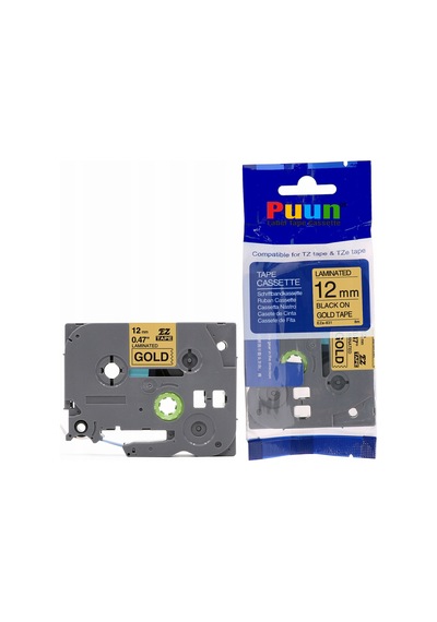 Puun Brother P-Touch TZE-831 12MM x 8m Altın Gold Üzerine Siyah M
