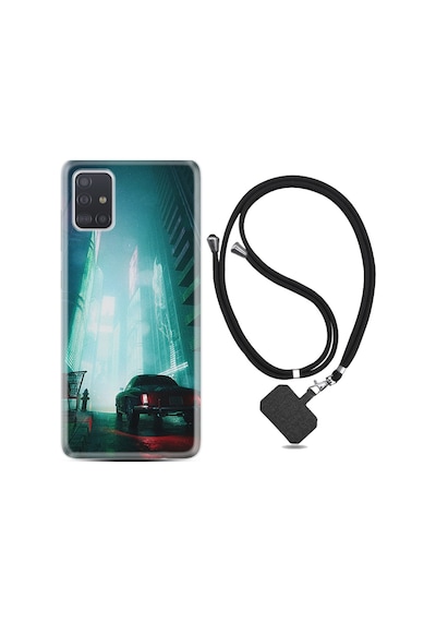 Samsung Uyumlu Galaxy A71 Kılıf Ipli Askılı Night Cars 1619