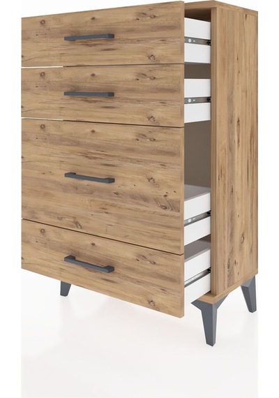 Arges Komodin 4 Çekmeceli 60x30x96 Çam-çam Çam
