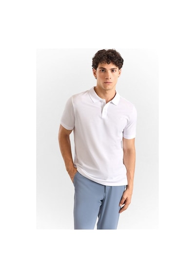 Süvari Beyaz Slim Düz Baskısız Pike Düğmeli Polo Yaka Tişört Ts1014000459-bey
