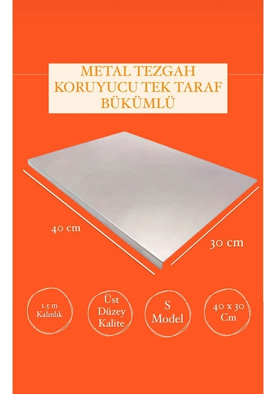 Gkd Paslanmaz Çelik 30x40 Cm Tek Bükümlü Metal Tezgah Koruyucu Kesme Tahtası Gri