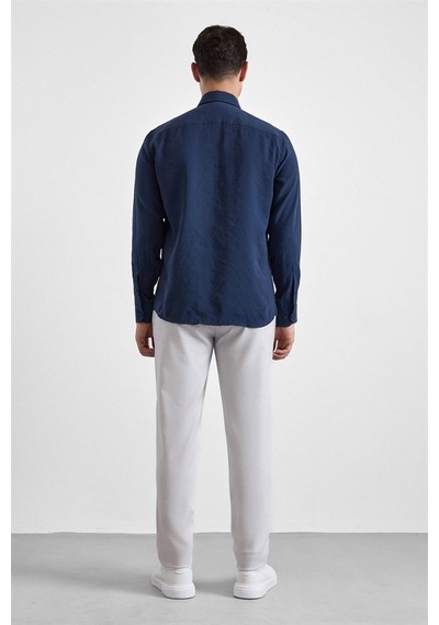 Süvari Lacivert Slim Klasik Yaka Düz Casual Gömlek Gm1008400352-m09
