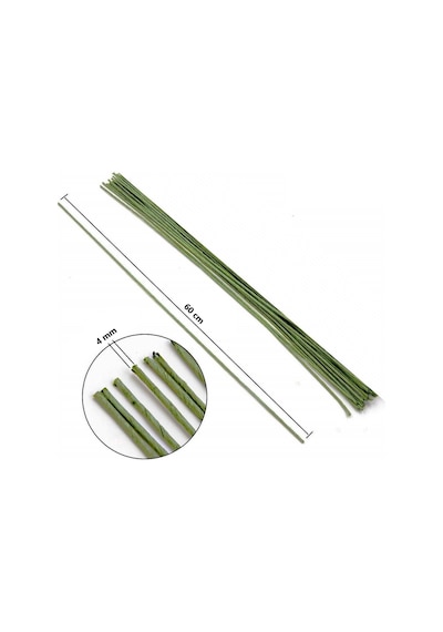Roco Paper Çiçek Teli 4 Mm. - 4'lü Paket 60 Cm - Yeşil