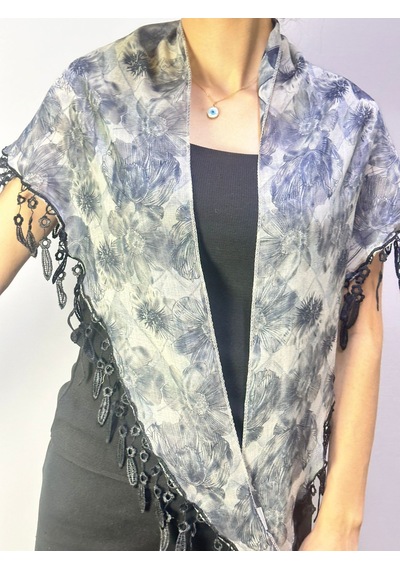 Gönülden Tasarım 150x45 Cm Çift Taraflı Desenli Ekose Füme Kadın Fular Renkli