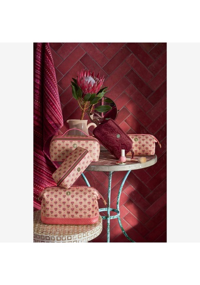 Pembe Polyester Makyaj Çantası 26x12x18 Cm