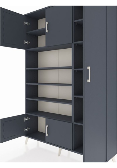 Arges Dolap 11 Raflı 5 Kapaklı 132x30x195 Antrasit-antrasit/antrasit Antrasıt/antrasıt