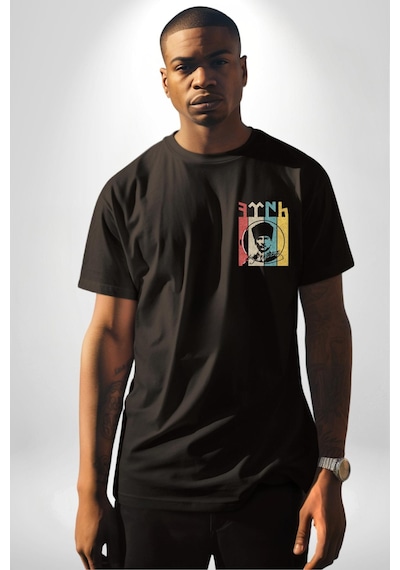 Atatürk İmzalı Türk Logo Siyah Oversize Unisex Ön Sol Yan Minimal Baskılı Tişört Koyu Siyah