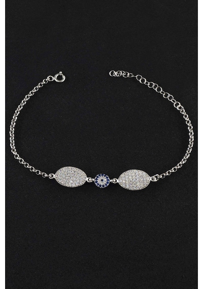 Oval Zirkon Detaylı Halat Zincir Kadın 925 Ayar Gümüş Bileklik
