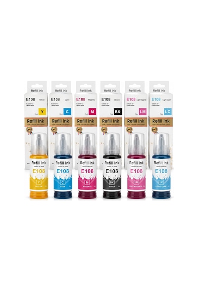 Epson 108 Uyumlu Muadil Mürekkep Seti 6 Renk 70ml L8080/l8100/l18050 Diğer