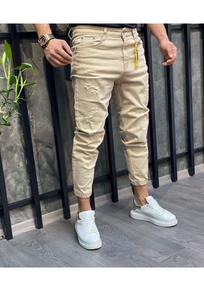 Erkek Paçası Lastikli Likralı Boyfriend Jogger Kot Pantolon
